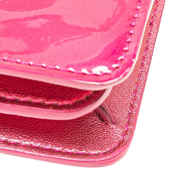 Pre-owned Chanel CC Patent Phone Holder Crossbody Pink