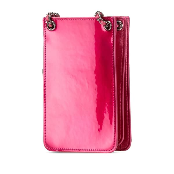 Pre-owned Chanel CC Patent Phone Holder Crossbody Pink