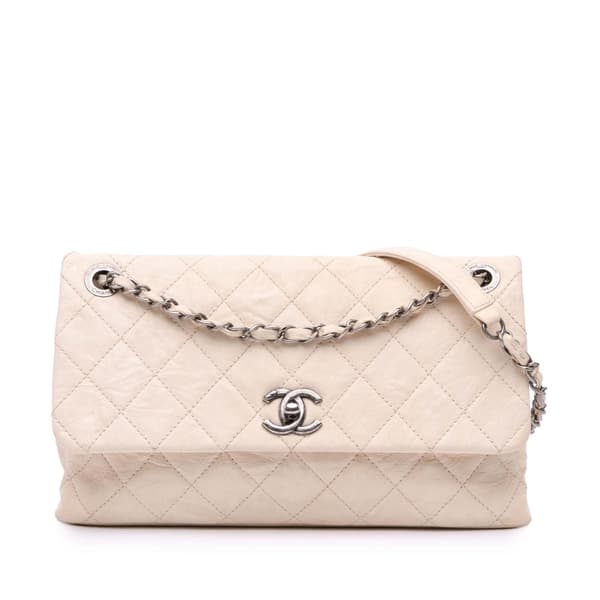 Pre-owned Chanel CC Quilted Aged Calfskin Flap Brown