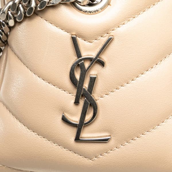 Pre-owned Saint Laurent Small Calfskin Monogram Loulou Bowling Bag Brown