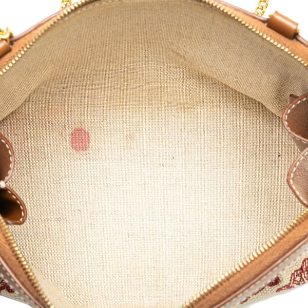 Pre-owned Celine Triomphe Embroidered Canvas Clutch On Chain Brown