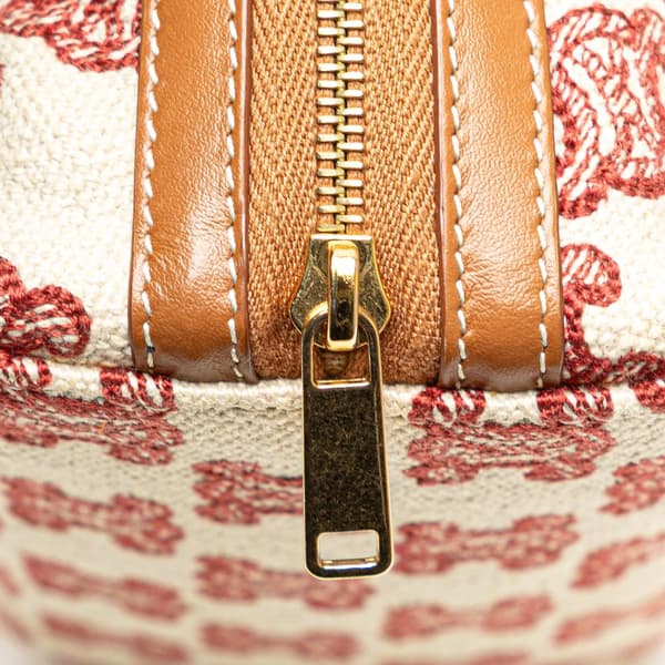 Pre-owned Celine Triomphe Embroidered Canvas Clutch On Chain Brown
