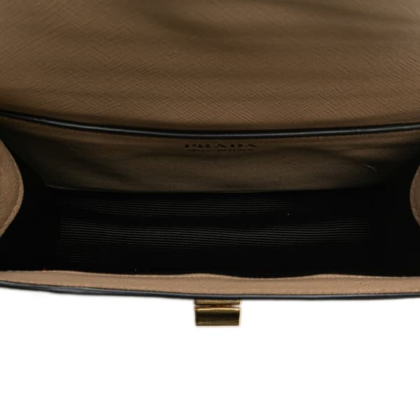 Pre-owned Prada Saffiano Turn Lock Crossbody Brown