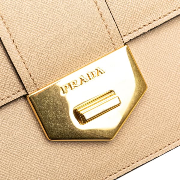 Pre-owned Prada Saffiano Turn Lock Crossbody Brown