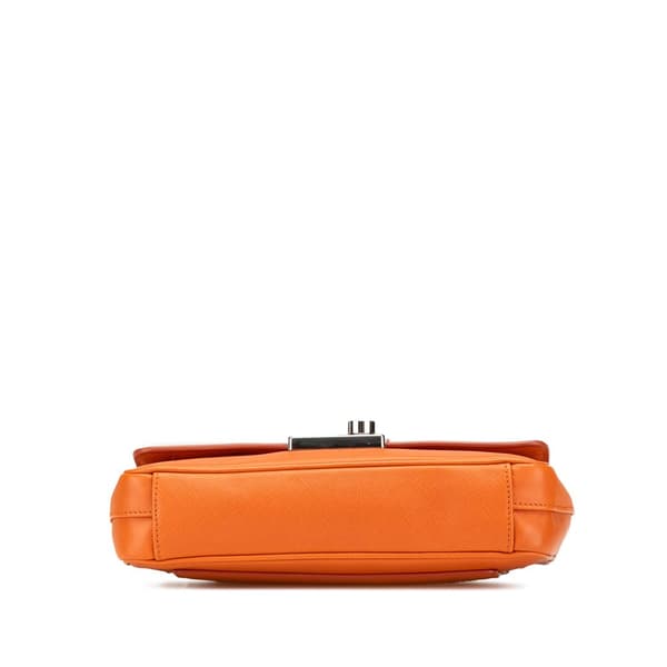 Pre-owned Prada Saffiano Sound Lock Crossbody Orange