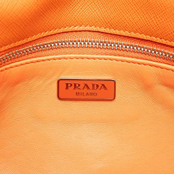 Pre-owned Prada Saffiano Sound Lock Crossbody Orange