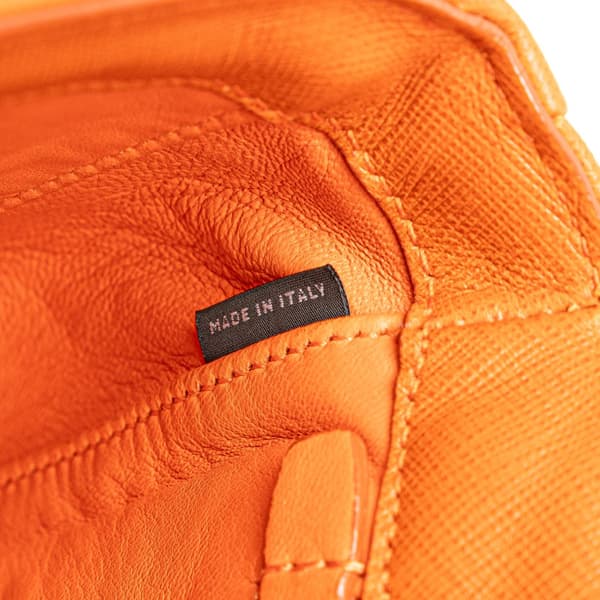 Pre-owned Prada Saffiano Sound Lock Crossbody Orange