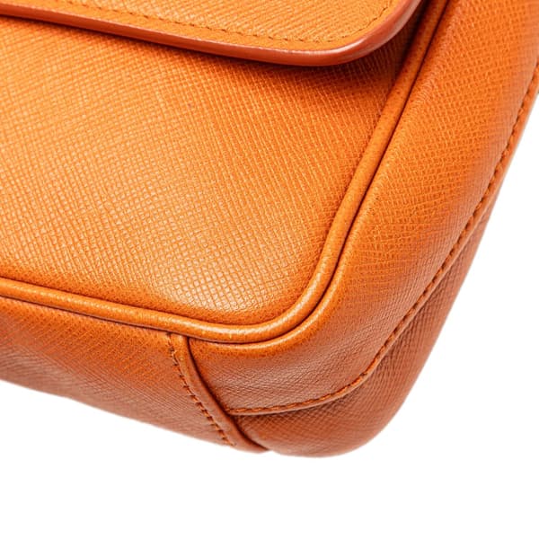 Pre-owned Prada Saffiano Sound Lock Crossbody Orange