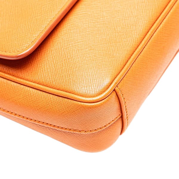 Pre-owned Prada Saffiano Sound Lock Crossbody Orange