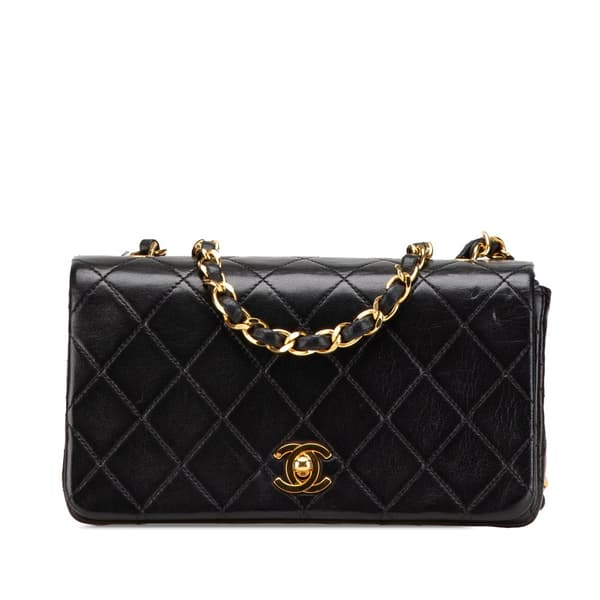Pre-owned Chanel Mini CC Quilted Lambskin Full Flap Black