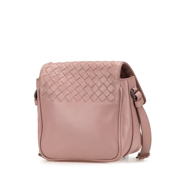 Pre-owned Bottega Veneta Nappa Intrecciato Flap Crossbody Pink