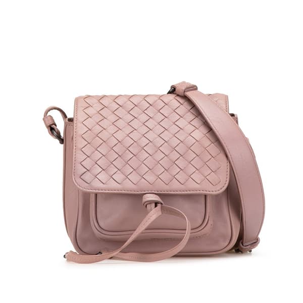 Pre-owned Bottega Veneta Nappa Intrecciato Flap Crossbody Pink
