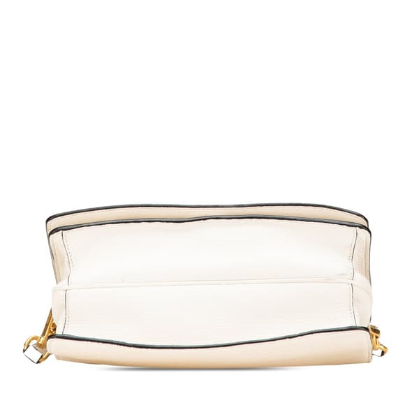 Pre-owned Prada Vitello Daino Flap Crossbody White
