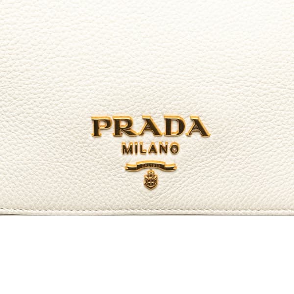 Pre-owned Prada Vitello Daino Flap Crossbody White