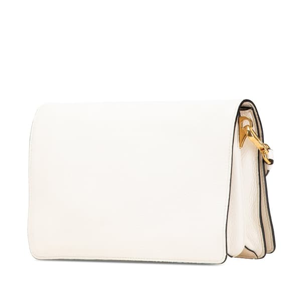 Pre-owned Prada Vitello Daino Flap Crossbody White