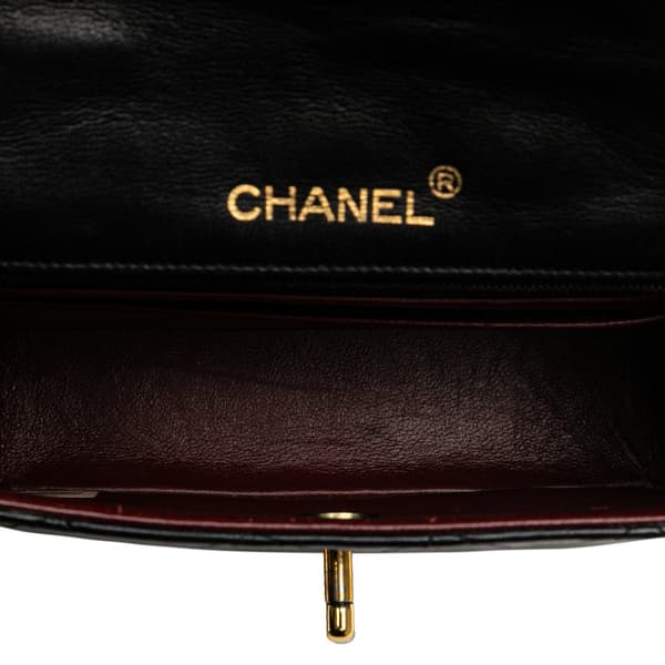 Pre-owned Chanel Mini Square Classic Lambskin Single Flap Black