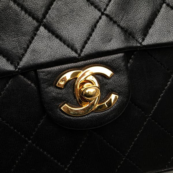 Pre-owned Chanel Mini Square Classic Lambskin Single Flap Black