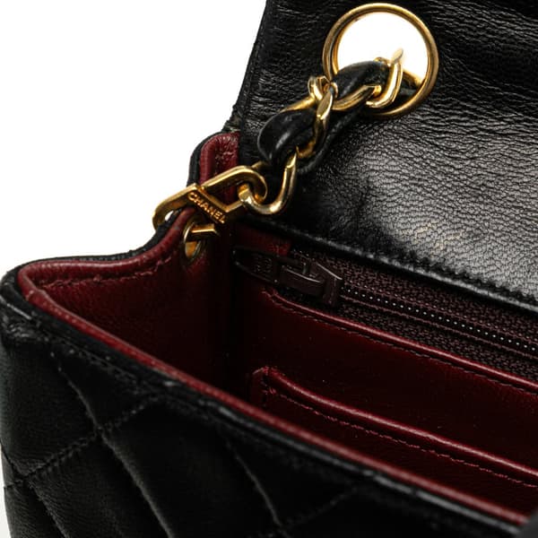 Pre-owned Chanel Mini Square Classic Lambskin Single Flap Black