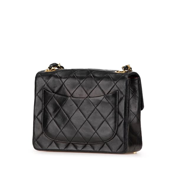 Pre-owned Chanel Mini Square Classic Lambskin Single Flap Black