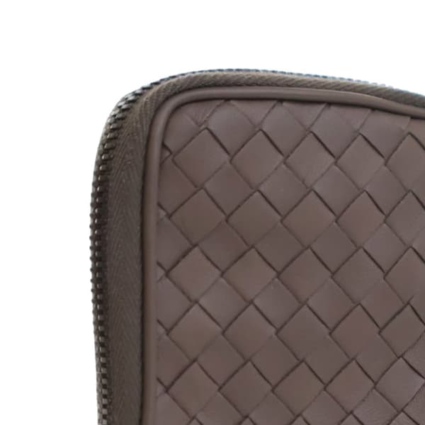 Pre-owned Bottega Veneta Nano Lambskin Intrecciato Zip Tech Case Lanyard Brown