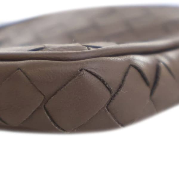 Pre-owned Bottega Veneta Nano Lambskin Intrecciato Zip Tech Case Lanyard Brown