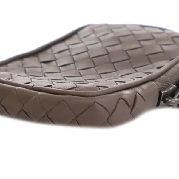 Pre-owned Bottega Veneta Nano Lambskin Intrecciato Zip Tech Case Lanyard Brown