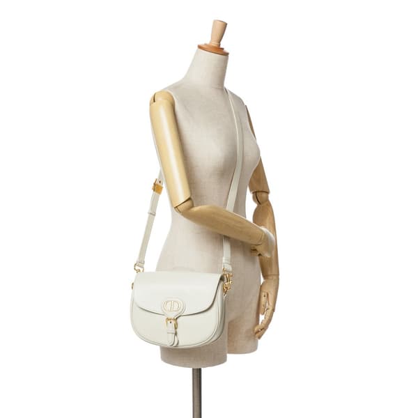 Pre-owned Dior Medium Leather Bobby Crossbody White