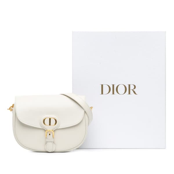 Pre-owned Dior Medium Leather Bobby Crossbody White