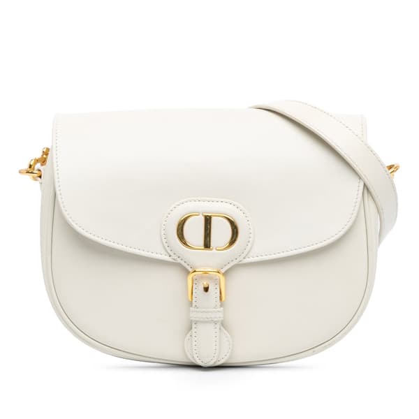 Pre-owned Dior Medium Leather Bobby Crossbody White