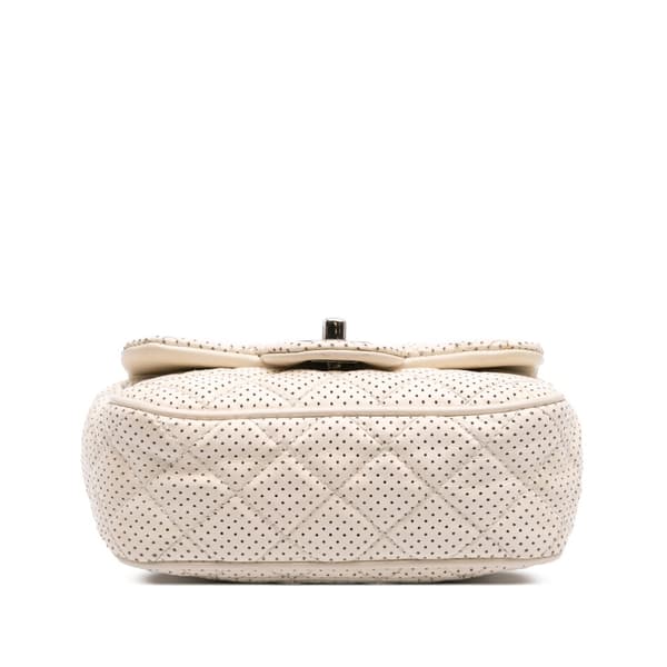 Pre-owned Chanel Mini Perforated Lambskin Punch Flap White