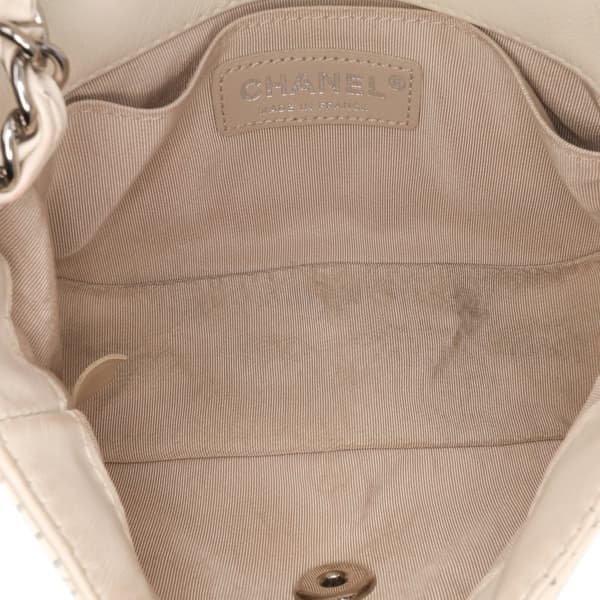 Pre-owned Chanel Mini Perforated Lambskin Punch Flap White