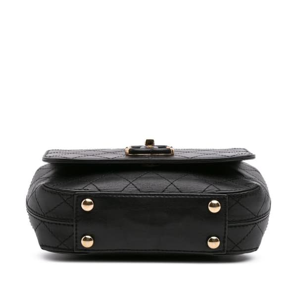 Pre-owned Chanel Small Stitched Calfskin Covered CC Flap Black