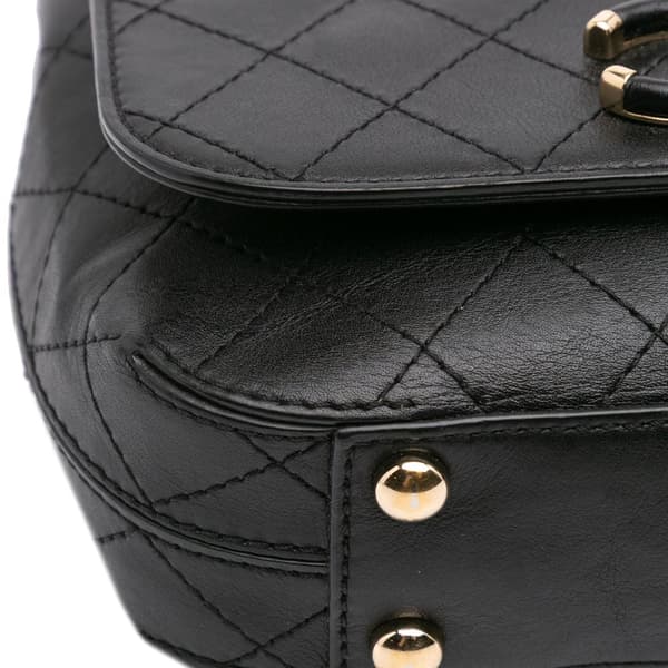 Pre-owned Chanel Small Stitched Calfskin Covered CC Flap Black