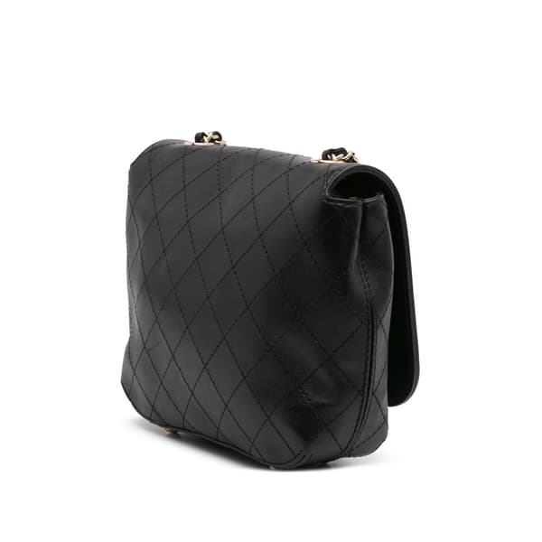 Pre-owned Chanel Small Stitched Calfskin Covered CC Flap Black