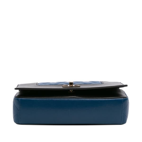 Pre-owned Chanel Small Bicolor Lambskin Mademoiselle Flap Blue