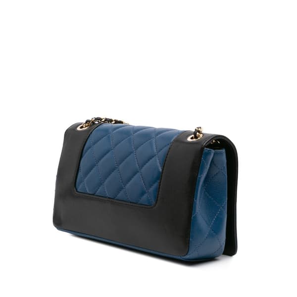 Pre-owned Chanel Small Bicolor Lambskin Mademoiselle Flap Blue