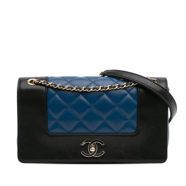 Pre-owned Chanel Small Bicolor Lambskin Mademoiselle Flap Blue