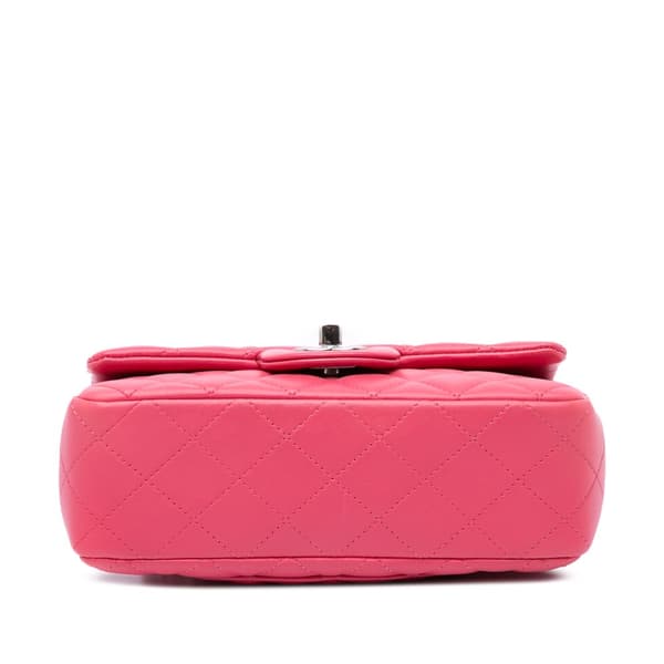 Pre-owned Chanel Mini Rectangular Classic Lambskin Single Flap Pink