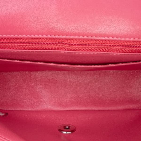 Pre-owned Chanel Mini Rectangular Classic Lambskin Single Flap Pink