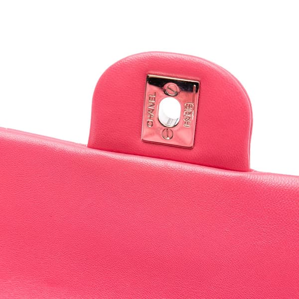Pre-owned Chanel Mini Rectangular Classic Lambskin Single Flap Pink