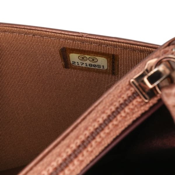 Pre-owned Chanel Mini Classic Metallic Caviar Wallet on Chain Brown