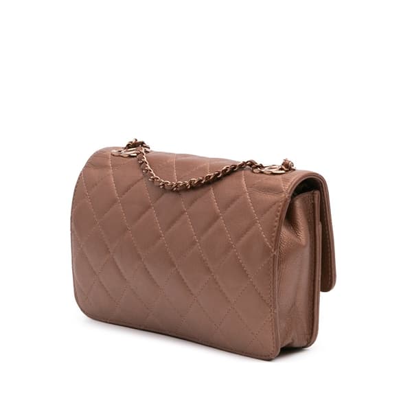 Pre-owned Chanel Mini Classic Metallic Caviar Wallet on Chain Brown