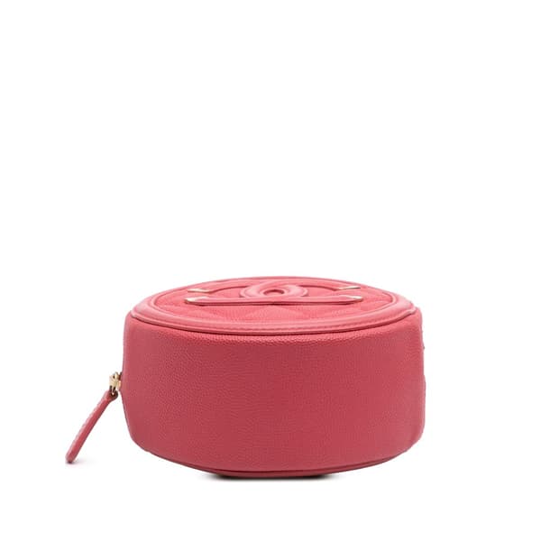 Pre-owned Chanel Caviar CC Filigree Round Crossbody Pink