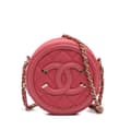 Miniatyrbilde 1 av 9: Pre-owned Chanel Caviar CC Filigree Round Crossbody Pink