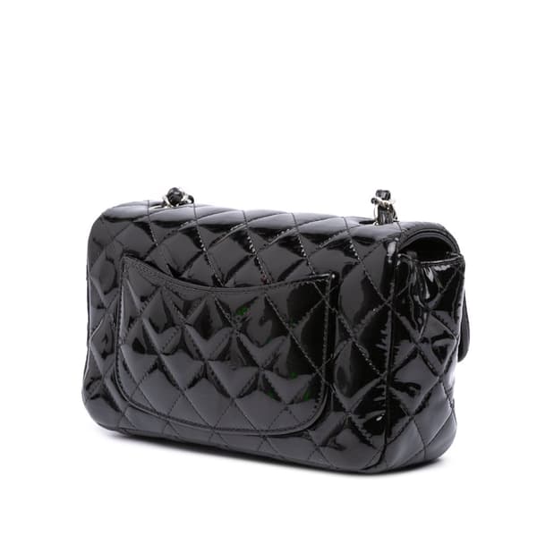 Pre-owned Chanel Mini Rectangular Classic Patent Single Flap Black