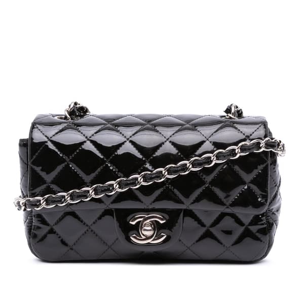 Pre-owned Chanel Mini Rectangular Classic Patent Single Flap Black