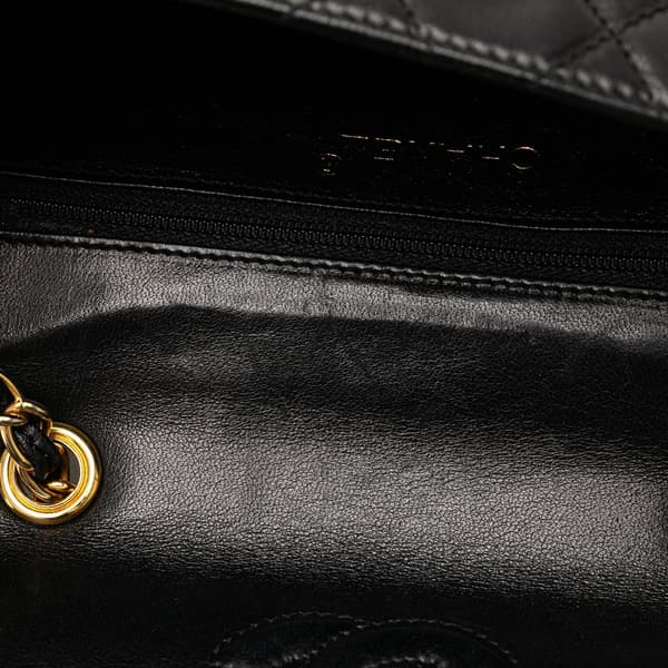 Pre-owned Chanel Mini Quilted Lambskin Tassel Flap Crossbody Black