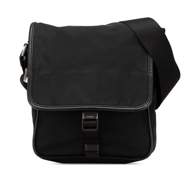 Pre-owned Prada Tessuto Buckle Messenger Bag Black
