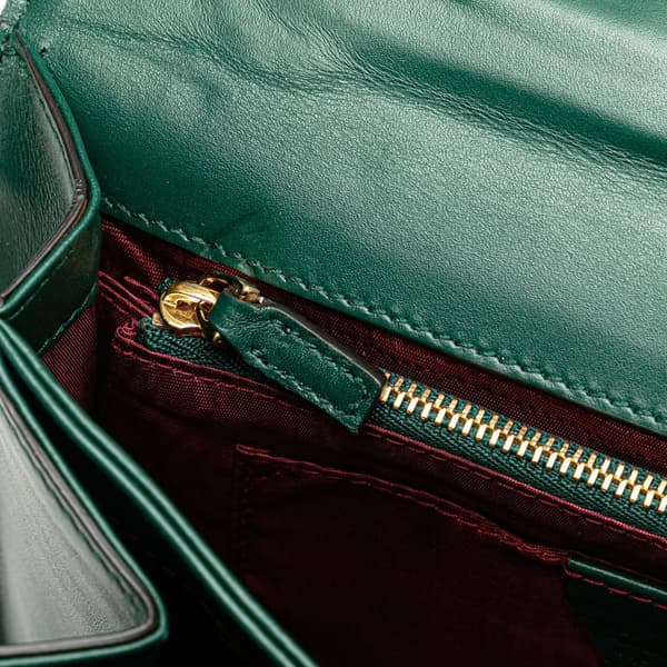 Pre-owned Gucci Small Leather Zumi Flap Crossbody Green