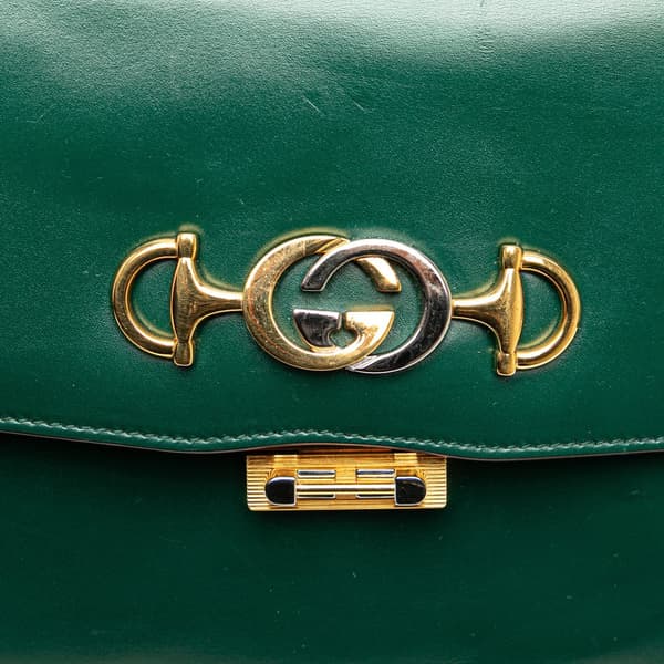 Pre-owned Gucci Small Leather Zumi Flap Crossbody Green